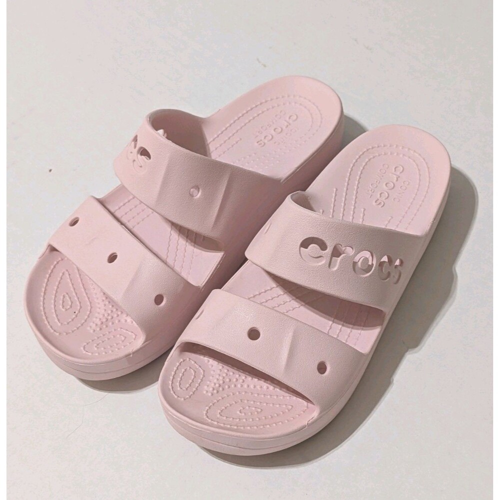 Crocs Baya Slide Sandals Pink Quartz Womens 9 Slip On Comfort Flat 208188